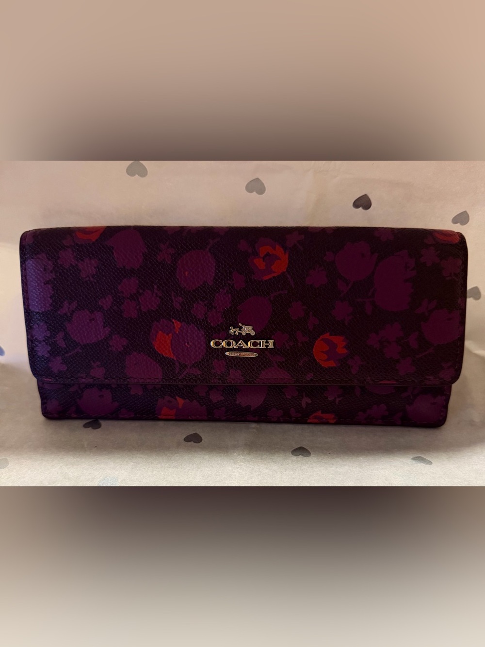COACH Purple Floral Wallet Clutch GUC F3